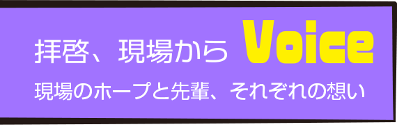 Voice 拝啓、現場から ２年目社員、５年目社員、それぞれの思い