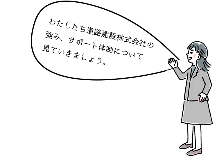 わたしたち道路建設株式会社のシステムの強み、サポート体制について見ていきましょう